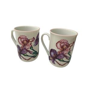 Set of 2 Gorgeous Royal‎ Iris Potpourri Press coffee mug 1992 vintage